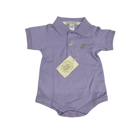 NWT TBBC 6-12M Prim & Proper Polo Onesie in Lauderdale Lavender - Picture 1 of 3